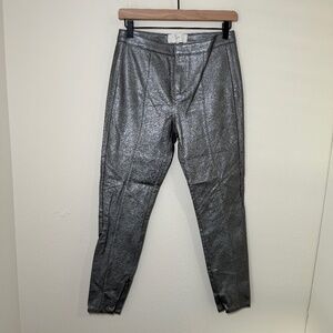 Joie Pants Women's Size 4 Silver Metallic Skinny Party Shiny Faux Leather